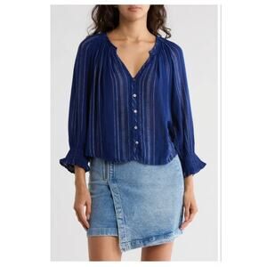 NWT Rails Mariah Button-Up Noja Stripe Blue Size XS Top